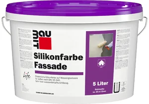 Productafbeelding: Baumit Siliconenverf Gevel is verkrijgbaar in wit in een emmer van 5 liter.