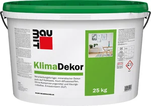 Baumit KlimaDekor met een korrelgrootte van 2 mm is verkrijgbaar in een witte emmer van 25 kg.