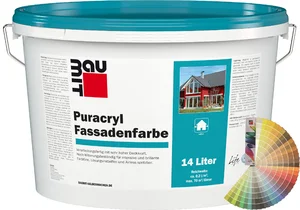 Productafbeelding: Baumit Puracryl gevelverf in een 14 liter emmer met Baumit kleurenwaaier.