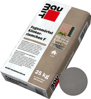 De voegmortel Klinkerriemchen F is verkrijgbaar in de kleur donkergrijs in papieren zakken van 25 kg.