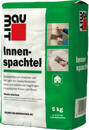 Baumit interieurvuller is verkrijgbaar in papieren zakken van 5 kg.