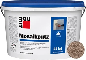 Baumit mozaïekpleister is verkrijgbaar in de kleur M 304 Denali in emmers van 25 kg.