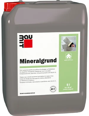 De minerale primer is verkrijgbaar in kunststof bussen van 5 liter.