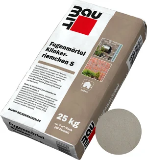 De voegmortel Klinkerriemchen S is verkrijgbaar in papieren zakken van 25 kg in de kleur cementgrijs.
