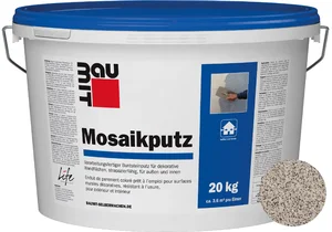 Baumit mozaïekpleister is verkrijgbaar in de kleur M 325 Bellavista in emmers van 20 kg.