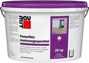 Baumit Powerflex wapeningsplamuur is verkrijgbaar in kunststof emmers van 25 kg.