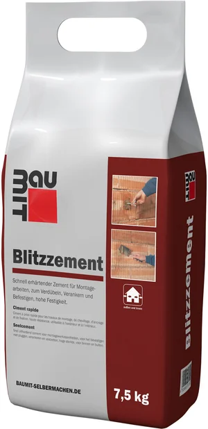 Baumit bliksemcement is verkrijgbaar in foliezakken van 7,5 kg.