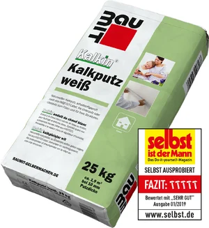 Baumit Kalkin witte kalkpleister is verkrijgbaar in papieren zakken van 25 kg.