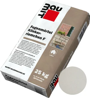 De voegmortel Klinkerriemchen F is verkrijgbaar in de kleur extra wit in papieren zakken van 25 kg.