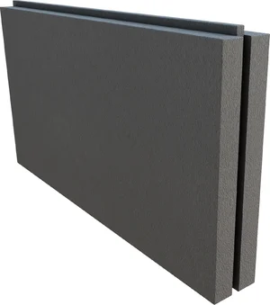 Graue Dämmplatte aus hochwertigem Material, ideal zur Wärmedämmung von Fassaden, leicht zu verarbeiten und effizient.